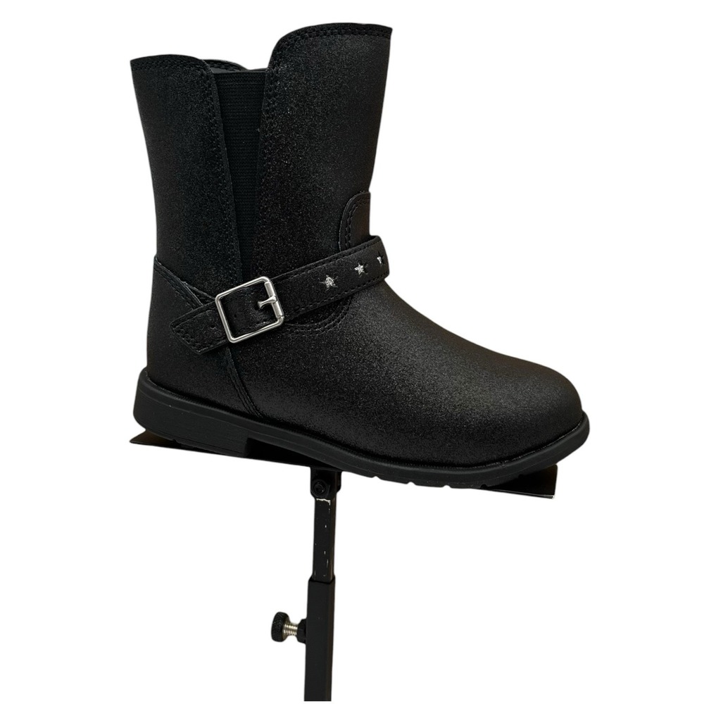 Stride Rite Toddler Girls Lizz Mid Calf Boots Size 9 WIDE Black‎ Shimmer Easy On